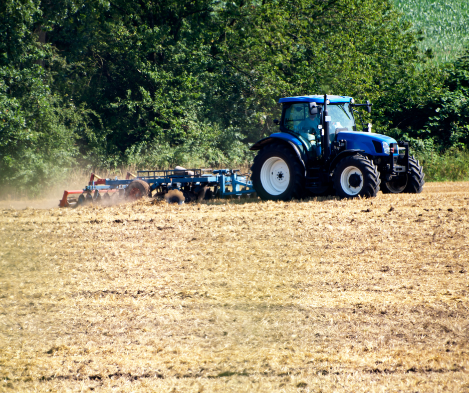 Running farm tractor in use